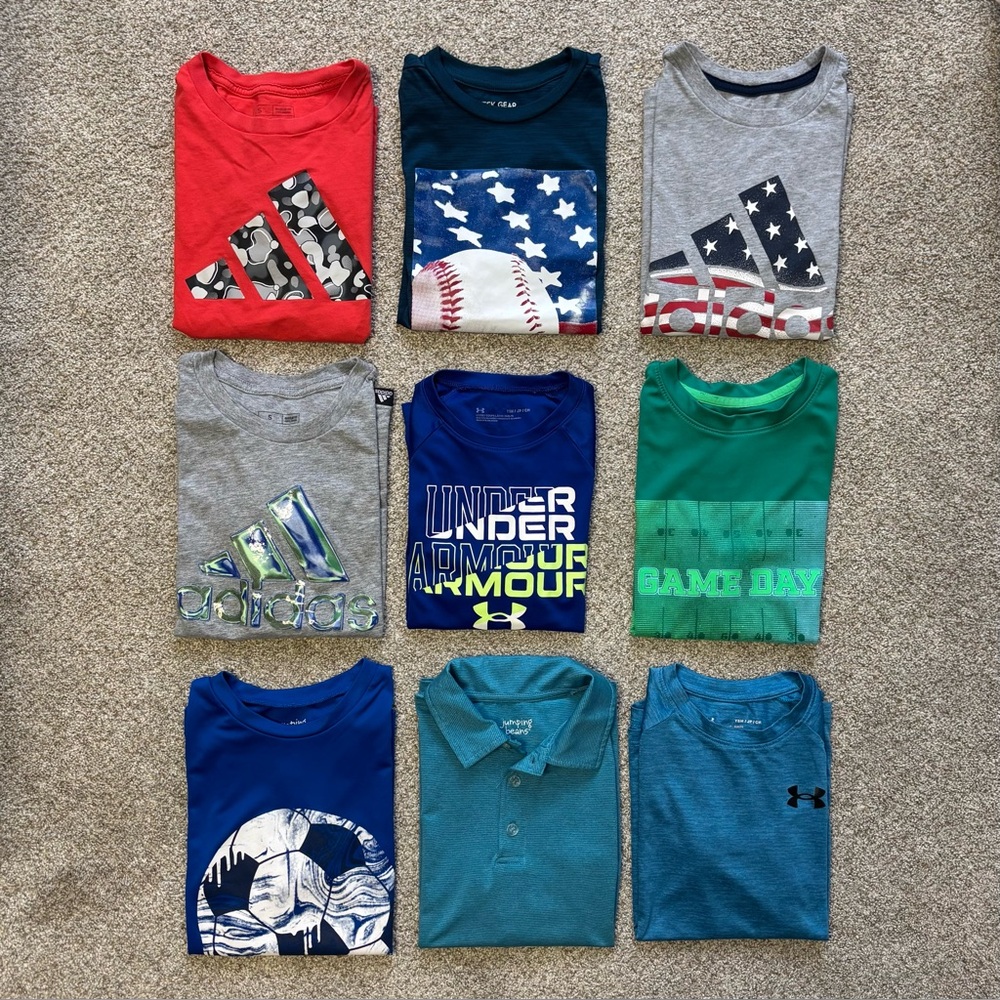 9 boys under armour adidas tek gear all in motion small medium s m